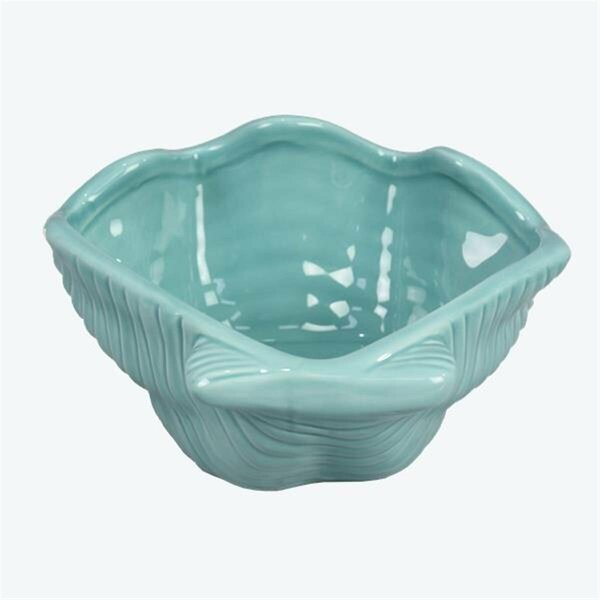 Youngs Ceramic Aqua Seashell Bowl & Planter 61764